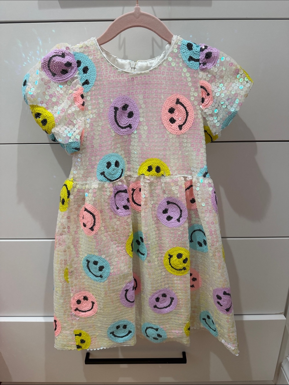 Lola + The Boys Pastel Smiley Sequin Dress